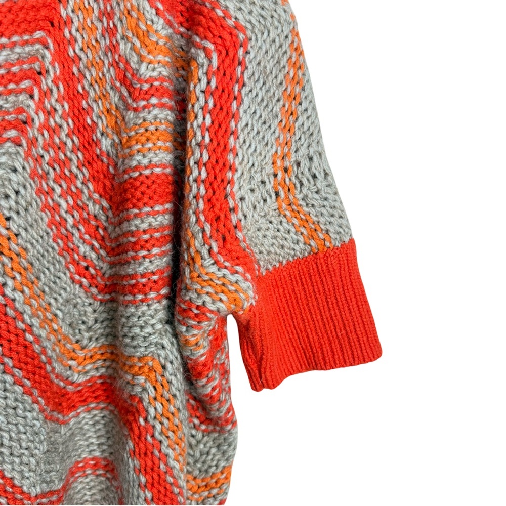 LOFT Orange & Beige Wool Blend Chevron Knit Cocoon Cardigan XS - Picture 8 of 10